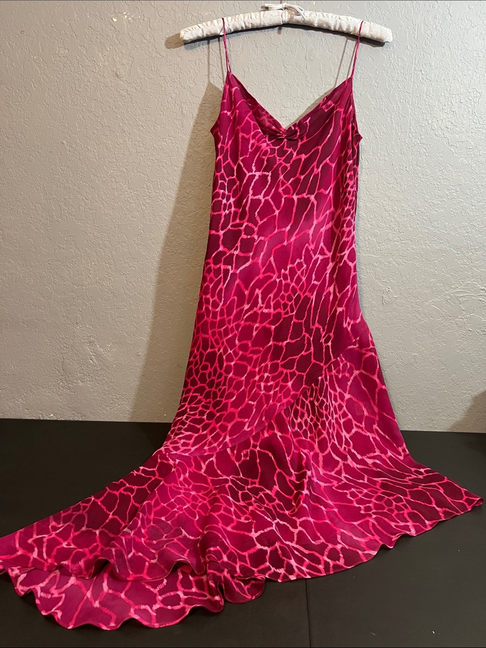 Trio New York Fuchsia Animal-Print Silk Slip Dress